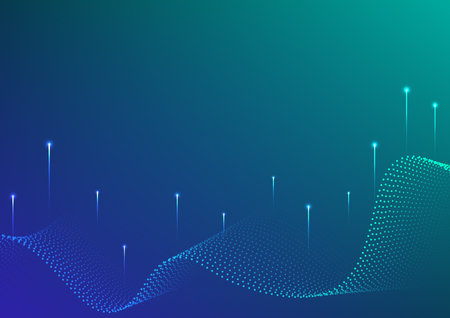Abstract wave line data futuristic technology background concept. Design for futuristic, fiber optic, wave, telecoms, digital, internet, online, network.のイラスト素材