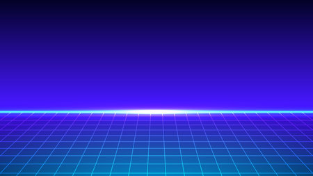Digital retro wireframe future cyberpunk abstract background concept. Design for 80s, 90s, neon, light, cyberpunk, magic, portal, retro future.のイラスト素材
