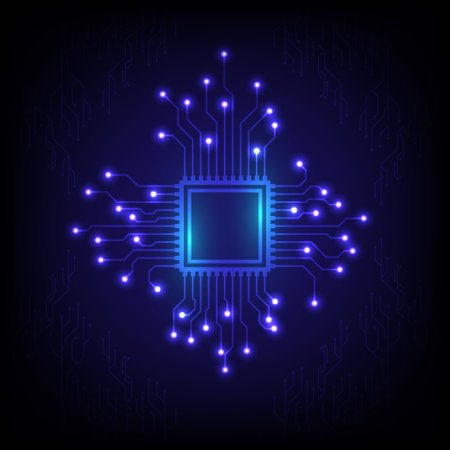 Artificial intelligence digital technology background. AI circuit board  system and chip concept. Design for  chip set, technology, AI, motherboard,computer, engineering,network.のイラスト素材