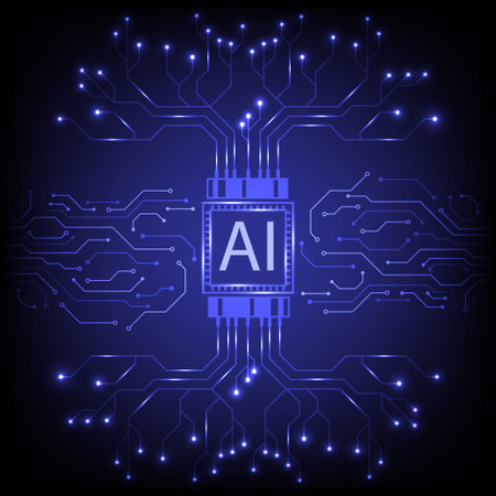 Digital AI Circuit Background Technology concept. Design for  circuits, data, technology.のイラスト素材