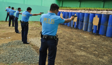 Asian police shooting practiceのeditorial素材