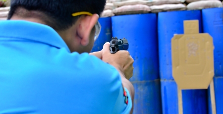 Asian police shooting practiceのeditorial素材