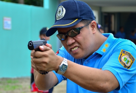 Asian police shooting practiceのeditorial素材