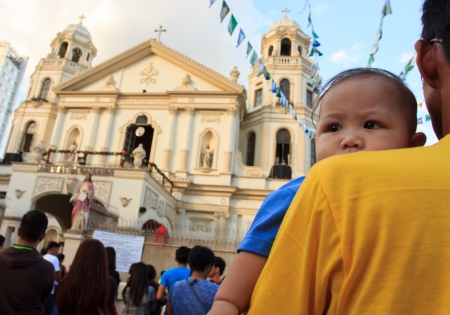 Quiapo, Philippines-January 6, 2013: First Sunday Catholic mass before the celebration of the feast of Black Nazarene in Quiapo church where 11 million devotees are expected to attend the day-long religious procession.のeditorial素材