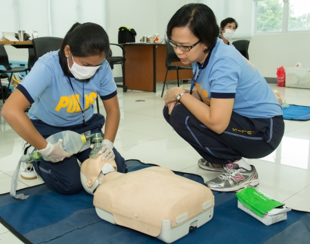 CAMP CRAME, QUEZON CITY- April 10, 2013: Police participants during 6th tactical nurse training program held in Philippine National Police- Training Service, Manilaのeditorial素材