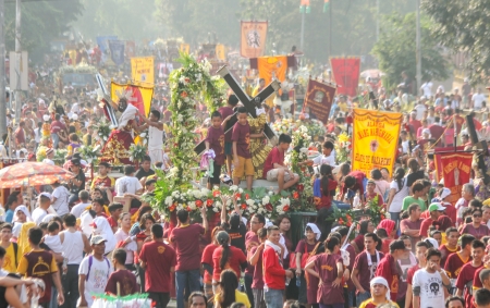 Metro Manila, Philippines-January 9, 2014  Thousands of filipino catholic devotees gathered into the capital of the country for one of the world biggest religious celebration called feast of Black Nazarene のeditorial素材