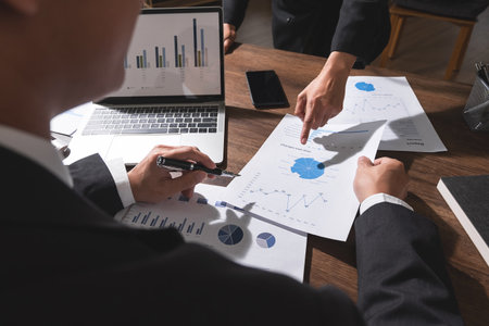 Business team meeting with analyze chart paper. Business and technology conceptの写真素材