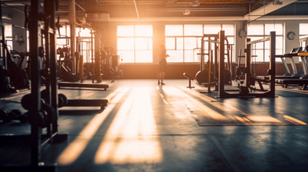 Gym or fitness with sunset light background for web design template website.の素材