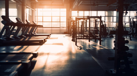 Gym or fitness with sunset light background for web design template website.の素材