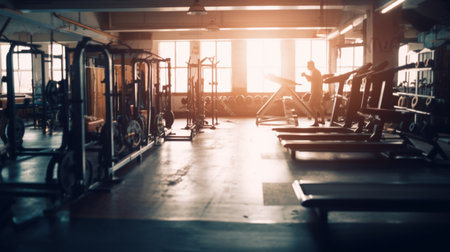 Gym or fitness with sunset light background for web design template website.の素材