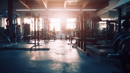 Gym or fitness with sunset light background for web design template website.の素材