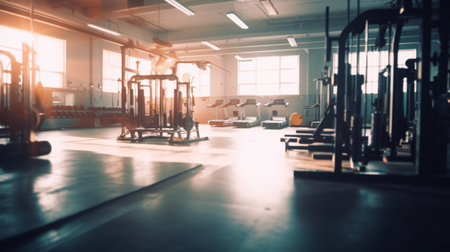 Gym or fitness with sunset light background for web design template website.の素材