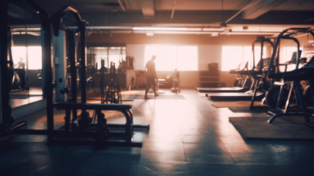 Gym or fitness with sunset light background for web design template website.の素材