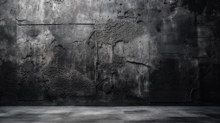 Texture of old black concrete wall for background. Generative AI.の素材