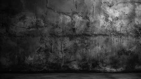 Texture of old black concrete wall for background. Generative AI.の素材