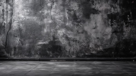 Texture of old black concrete wall for background. Generative AI.の素材