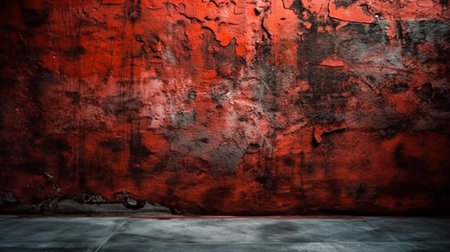 Texture of old red concrete wall for background. Generative AI.の素材