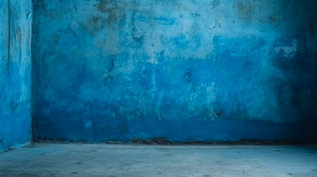 Texture of old blue concrete wall for background. Generative AI.の素材