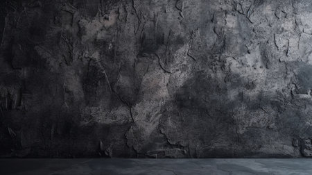 Texture of old black concrete wall for background. Generative AI.の素材