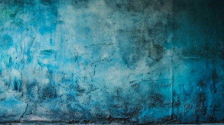 Texture of old blue concrete wall for background. Generative AI.の素材