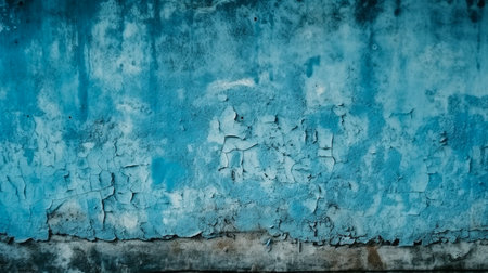 Texture of old blue concrete wall for background. Generative AI.の素材