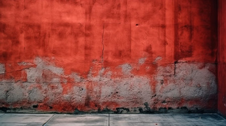 Texture of old red concrete wall for background. Generative AI.の素材
