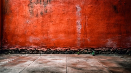Texture of old red concrete wall for background. Generative AI.の素材