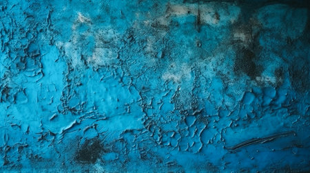Texture of old blue concrete wall for background. Generative AI.の素材