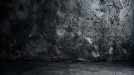 Texture of old black concrete wall for background. Generative AI.の素材