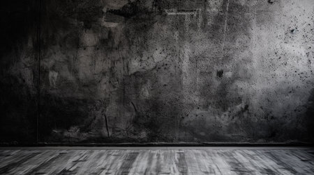 Texture of old black concrete wall for background. Generative AI.の素材