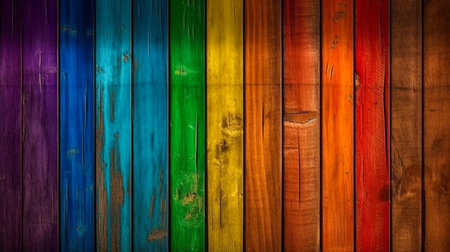 Rainbow color of wood texture background, Genertive Ai.の素材