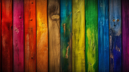 Rainbow color of wood texture background, Genertive Ai.の素材