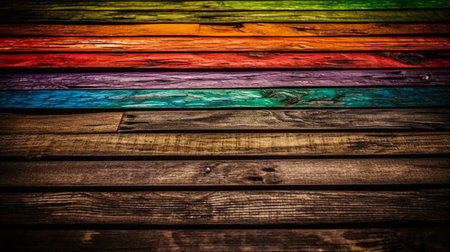 Rainbow color of wood texture background, Genertive Ai.の素材