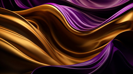Abstract, texture, background, pattern. Texture of Bright Gold and Purple Silk Waves Background. Generative Ai.の素材