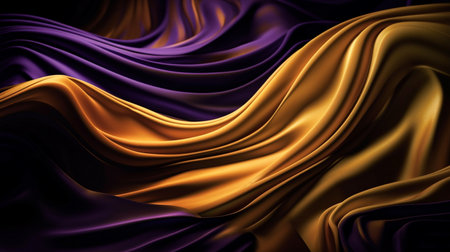 Abstract, texture, background, pattern. Texture of Bright Gold and Purple Silk Waves Background. Generative Ai.の素材