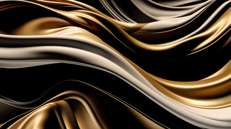 Abstract, Texture, Background, Pattern. Texture of Luxury Bright Gold and White and black Silk Waves Background. Generative Ai.の素材