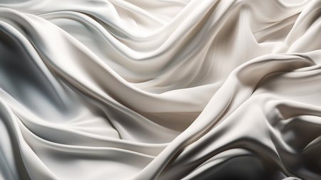 Abstract, Texture, Background, Pattern. Texture of Luxury Bright White Silk Waves Background. Generative Ai.の素材