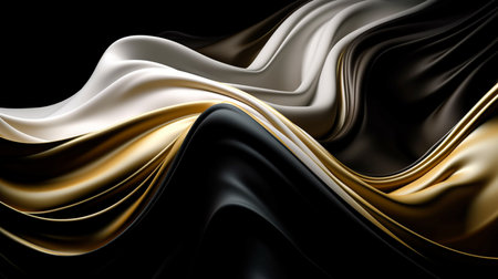 Abstract, Texture, Background, Pattern. Texture of Luxury Bright Gold and White and black Silk Waves Background. Generative Ai.の素材