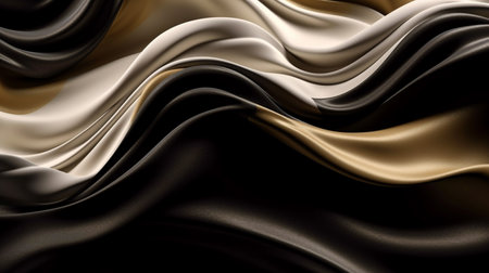 Abstract, Texture, Background, Pattern. Texture of Luxury Bright Gold and White and black Silk Waves Background. Generative Ai.の素材