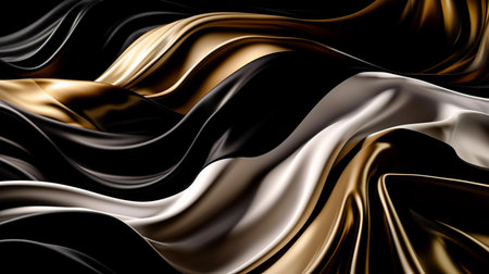 Abstract, Texture, Background, Pattern. Texture of Luxury Bright Gold and White and black Silk Waves Background. Generative Ai.の素材