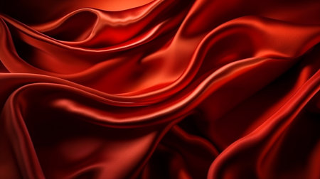 Abstract, texture, background, pattern. Texture of Luxury Bright Red Silk Waves Background. Generative Ai.の素材