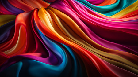 Abstract, Texture, Background, Pattern. Texture of Luxury Bright Bright Multicolored Silk Waves Background. Generative Ai.の素材