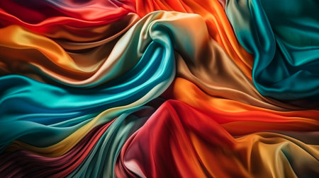 Abstract, Texture, Background, Pattern. Texture of Luxury Bright Bright Multicolored Silk Waves Background. Generative Ai.の素材