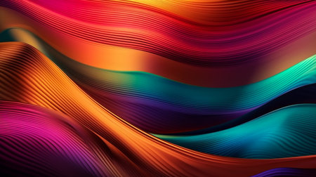 Abstract, texture, background, pattern. Texture of luxury shiny colorful metallic gradients silk waves background. Generative Ai.の素材