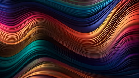 Abstract, texture, background, pattern. Texture of luxury shiny colorful metallic gradients silk waves background. Generative Ai.の素材