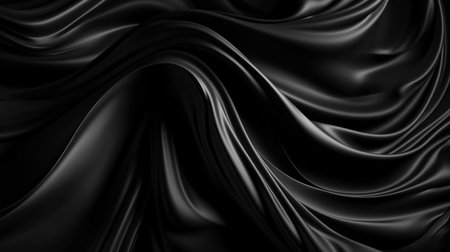 Abstract, Texture, Background, Pattern. Texture of Luxury Black Silk Waves Background. Generative Ai.の素材