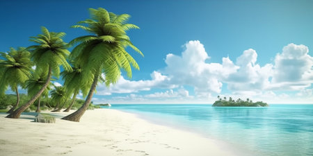 Summer beach side sunny day, Product display montage, template web site design. Generative Ai.の素材