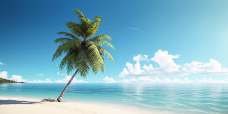 Summer beach side sunny day, Product display montage, template web site design. Generative Ai.の素材