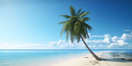 Summer beach side sunny day, Product display montage, template web site design. Generative Ai.の素材