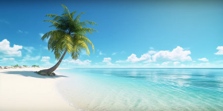 Summer beach side sunny day, Product display montage, template web site design. Generative Ai.の素材